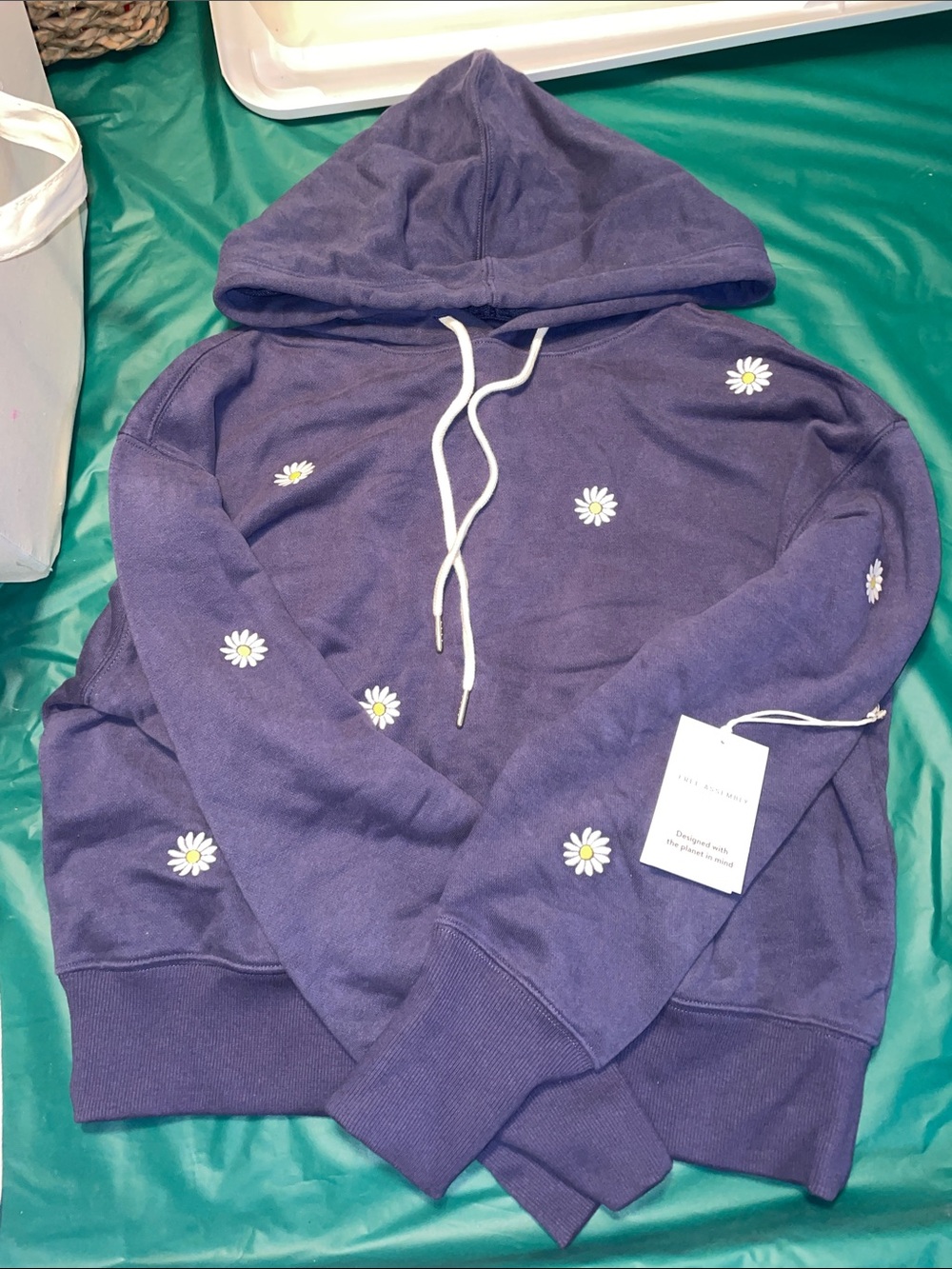 Daisy Embroidered Hoodie Sweatshirt - Kids